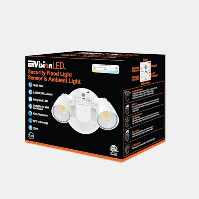 Envision LED Security Flood Light with Motion Sensor, 3CCT Selectable 30k/40k/50k, White, LED-XSL2R-2P25-TRI-WH-PIR
