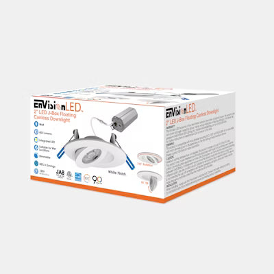 Envision LED 2" Gimbal Downlight, SnapTrim-Line, 5CCT Selectable 27K/30K/35K/40K/50, White, LED-SL-FLT-2-5W-5CCT-WH