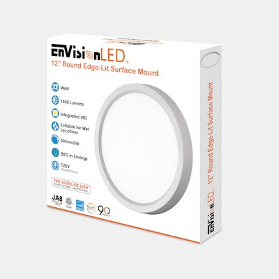 Envision LED 12" Surface Mount Round, Slim-Line, 5CCT Selectable 27k/30k/35k/40k/50k, White, LED-SLDSKR-12-22W-5CCT-WH