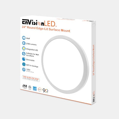 Envision LED 24" Surface Mount Round, Slim-Line, 5CCT Selectable 27k/30k/35k/40k/50k, White, LED-SLDSKR-24-40W-5CCT-WH