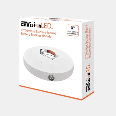 Envision LED TSM-9, EM Backup for 9" Trimless Surface Mount, White, TSM-9R-EMB-UNV