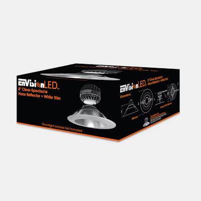 Envision LED 8" CADM, Clear-Specular Haze Reflecto Trim, White, CADM-8-CSH