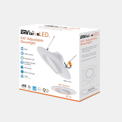 Envision LED 5/6" Retfrofit Kit Downlight, Adjust-Line, 5CCT Selectable 27K/30K/35K/40K/50K, White, LED-DL-ADJ-5/6-16.5W-5CCT-WH