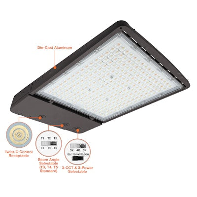 Envision LED OPTIC-Line, Large Area Lights, 3CCT Selectable 30k/40k/50k, Bronze, LED-ARL3-3B-5P150-TRI-BZ-UNV