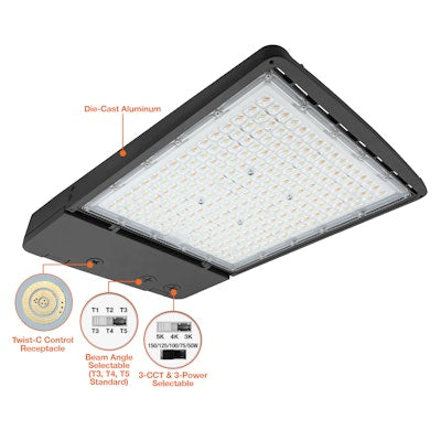Envision LED OPTIC-Line, Large Area Lights, 3CCT Selectable 30k/40k/50k, Black, LED-ARL3-3B-5P150-TRI-BL-UNV