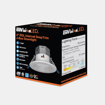 Envision LED 4" RDL-Line, 5CCT Selectable 27K/30K/35K/40K/50K, White, LED-RDL-JBX-4-11W-5CCT-WH-SM