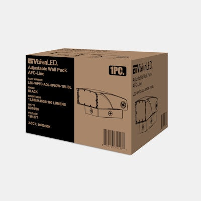 Envision LED Full Cut Off Wall Packs Adjustable, AFC-Line, 3CCT Selectable 30k/40k/50k, Black, LED-WPFC-ADJ-3P80W-TRI-BL