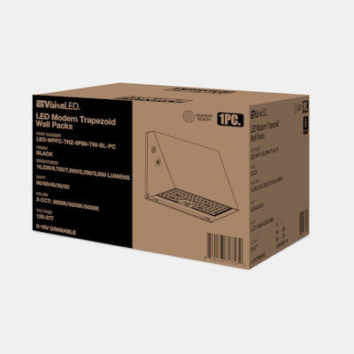 Envision LED FC-Line, Modern Trapezoid Wall Packs,  3CCT Selectable 30k/40k/50k, Black, LED-WPFC-TRZ-5P60-TRI-BL-PC