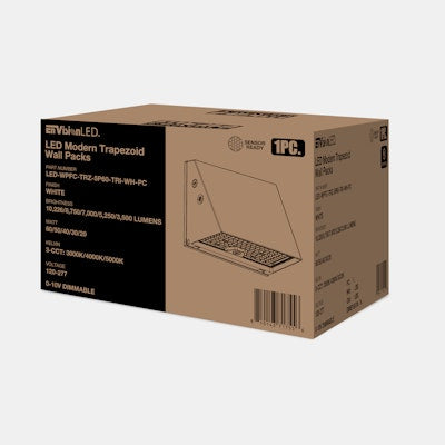 Envision LED FC-Line, Modern Trapezoid Wall Packs, 3CCT Selectable 30k/40k/50k, White, LED-WPFC-TRZ-5P60-TRI-WH-PC
