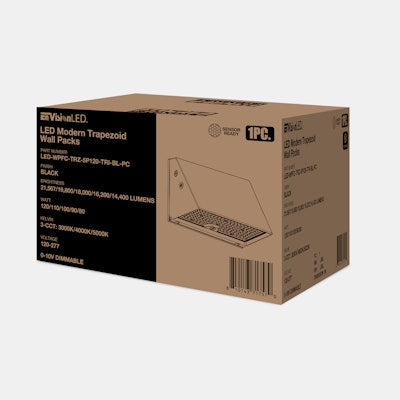 Envision LED FC-Line, Modern Trapezoid Wall Packs, 3CCT Selectable 30k/40k/50k, Black, LED-WPFC-TRZ-5P120-TRI-BL-PC
