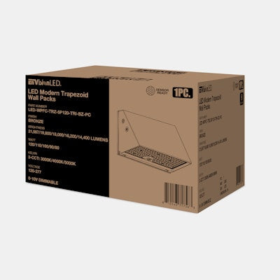 Envision LED FC-Line, Modern Trapezoid Wall Packs, 3CCT Selectable 30k/40k/50k, Bronze, LED-WPFC-TRZ-5P120-TRI-BZ-PC