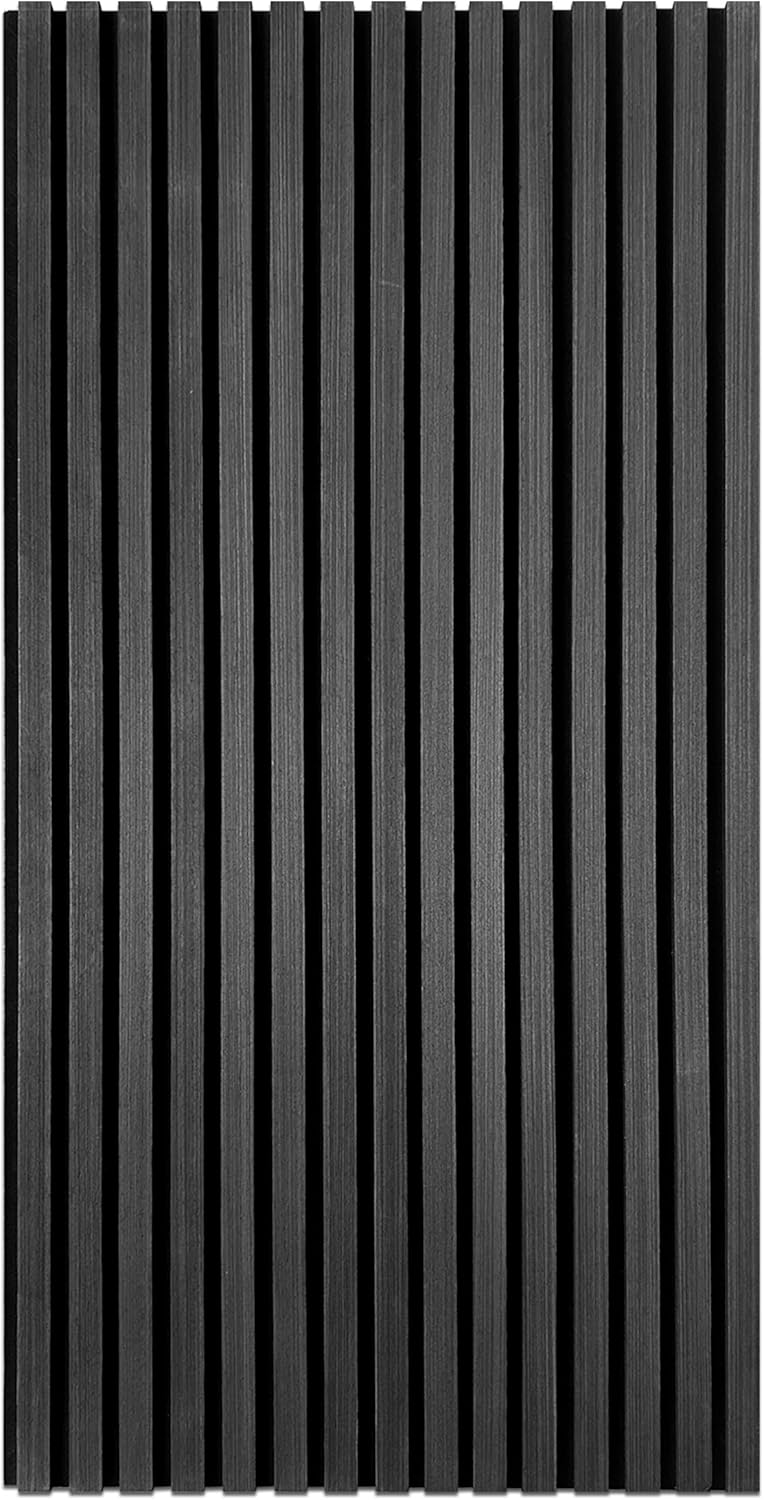 Select 1 Pack Wood Slat Wall Panels, 2’ x 8’ Acoustic Wood Wall Decor, Foam Base Sound Proof Peel and Stick Tile, Wall Art for Home & Room Decor, Living Room & Bedroom, Black