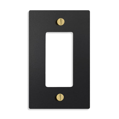 Select Black with Brass, Electrical Receptacle Wall Outlet Faceplate, GFI/Rocker Decorator Light Switch Cover