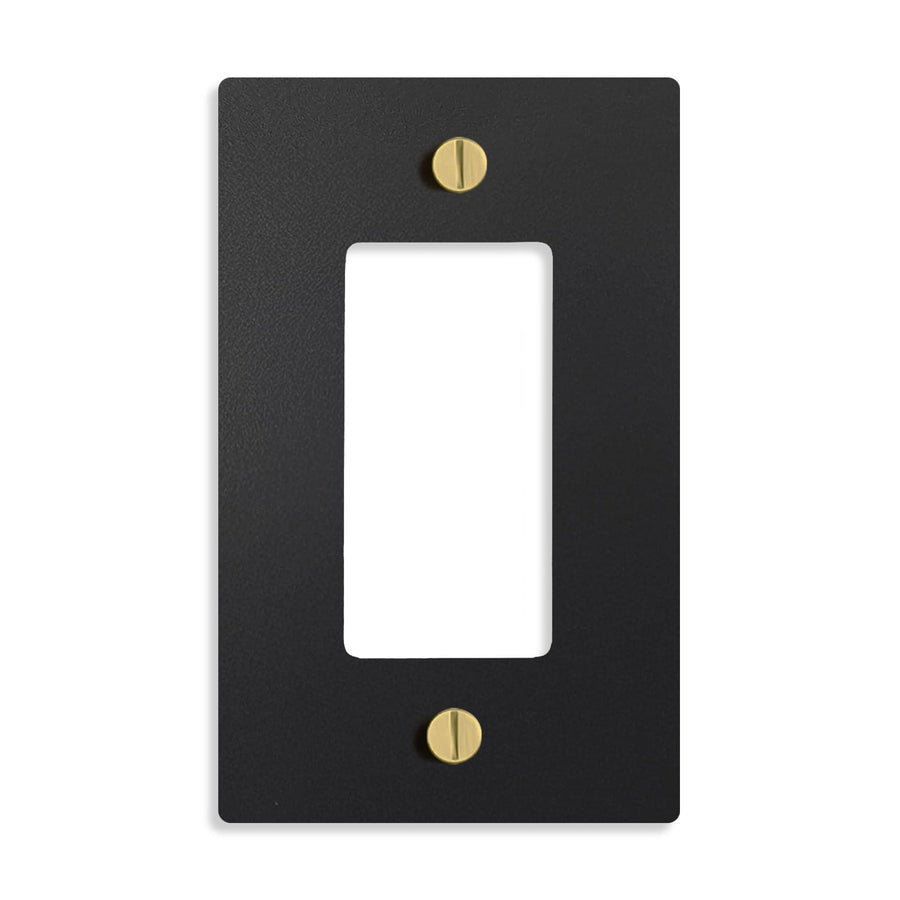 Select Black with Brass, Electrical Receptacle Wall Outlet Faceplate, GFI/Rocker Decorator Light Switch Cover