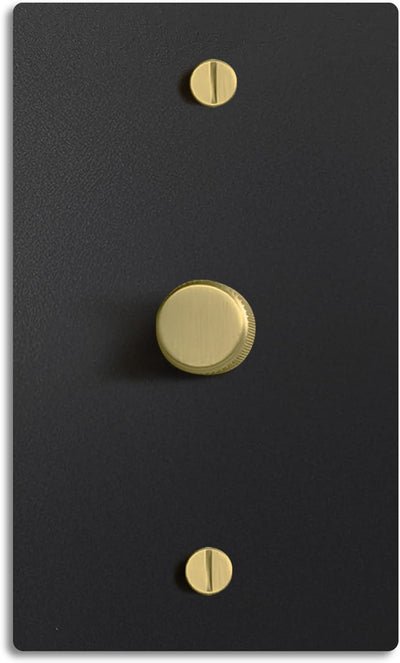 SELECT Black Brass Dimmer Light Switch, 1 Way Rotary Dimmer, TRIAC/Leading Edge Dimmable LED Light Switch, 15A 120V AC with Brass Knob, Faceplate & Dimming Module, UL Listed