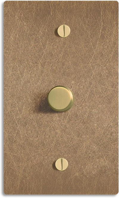 SELECT Vintage Brass Dimmer Light Switch, 1 Way Rotary Dimmer, TRIAC/Leading Edge Dimmable LED Light Switch, 15A 120V AC with Brass Knob, Faceplate & Dimming Module, UL Listed