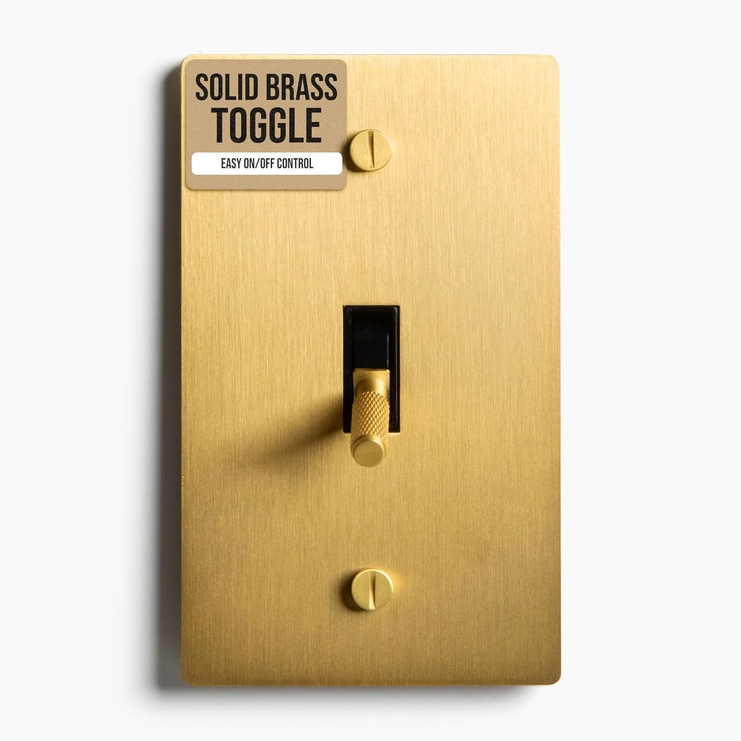 Satin Solid Brass Plated Toggle Switch, 15A 120V AC Wall Mount, 3-Way Compatible Vintage Style Single Pole with Faceplate & Switch Module