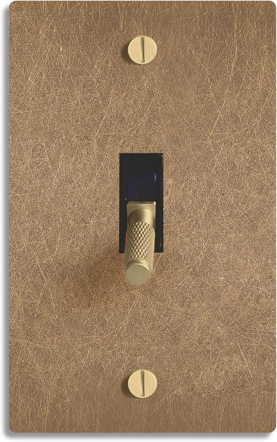 Select 15A 120V AC Toggle Switch, Vintage Solid Brass Single Pole 3 Way Compatible Wall Mount Toggle Switch, Included Faceplate & Switch Module, UL Listed