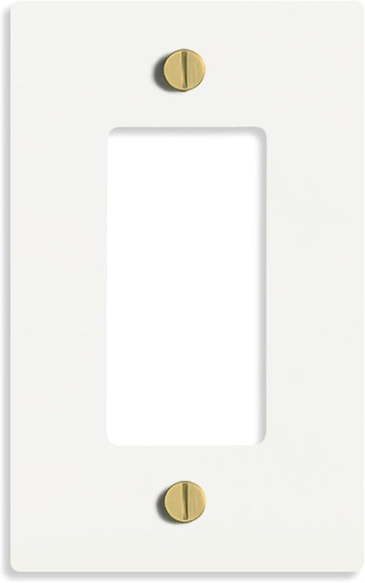 Select lighting White with Brass Wall Plate Cover, Electrical Receptacle Outlet Faceplate, GFI/Rocker Decorator Light Switch Cover