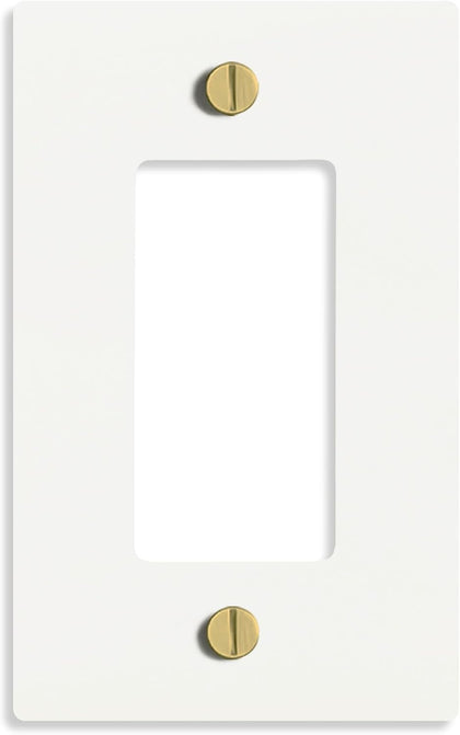 Select lighting White with Brass Wall Plate Cover, Electrical Receptacle Outlet Faceplate, GFI/Rocker Decorator Light Switch Cover