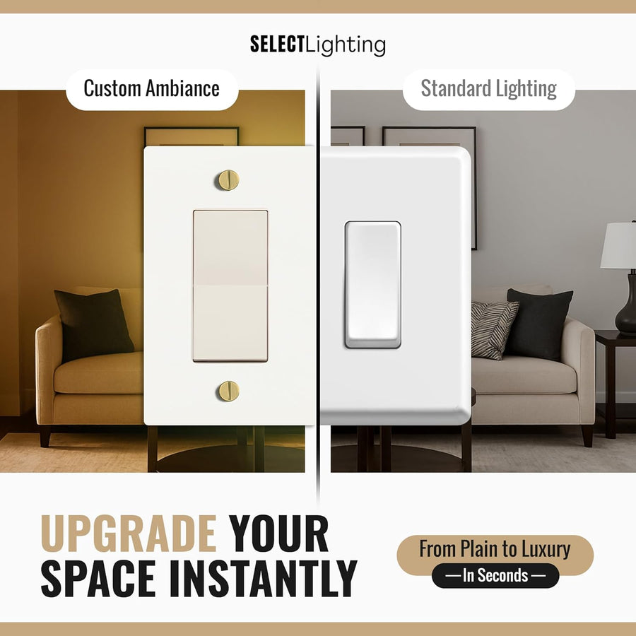 Select lighting White with Brass Wall Plate Cover, Electrical Receptacle Outlet Faceplate, GFI/Rocker Decorator Light Switch Cover
