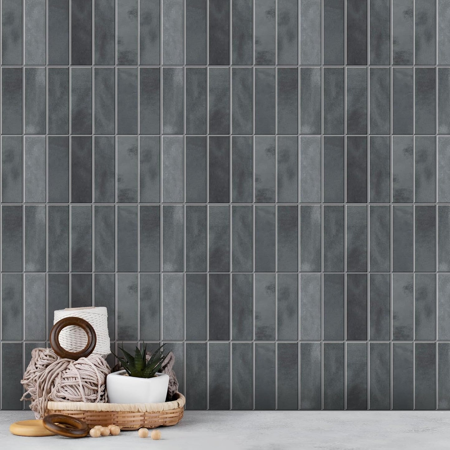 SELECT 5 Pack Peel and Stick Backsplash Tiles, 3D Wall Panels with Commercial-grade Adhesive, Extra Thick Water & Heat-resistant Stick-On Tile Backsplash for Kitchen, Bathroom, Laundry,12"x12” (Gray)