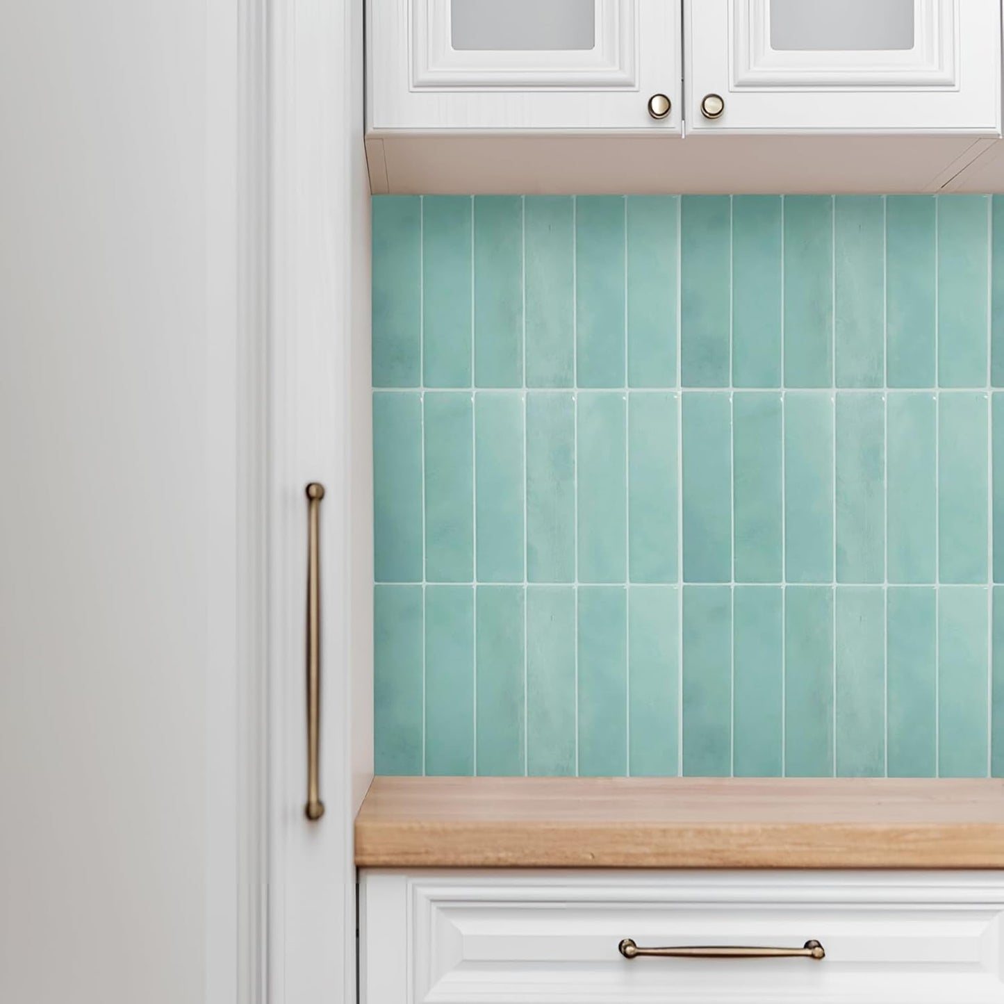 SELECT 5 Pack Peel and Stick Backsplash Tiles, 3D Wall Panels with Commercial-grade Adhesive, Extra Thick Water & Heat-resistant Stick-On Tile Backsplash for Kitchen, Bathroom, Laundry,12"x12” (Mint)