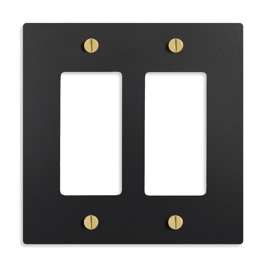 Select Black with Brass, Electrical Receptacle Wall Outlet Faceplate, GFI/Rocker Decorator Light Switch Cover