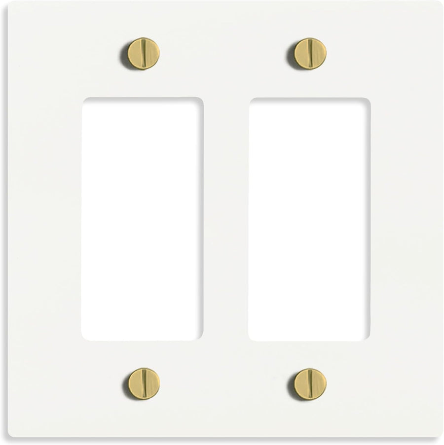 Select lighting White with Brass Wall Plate Cover, Electrical Receptacle Outlet Faceplate, GFI/Rocker Decorator Light Switch Cover