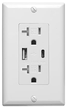 Select 10 Pack Lighting USB Charger Wall Outlet, 4.8 Amp USB Receptacle with Type A & Type C USB Ports, 20 Amp Duplex Tamper Resistant Receptacle Plug, Wall Plate Included, UL Listed (Matte White)