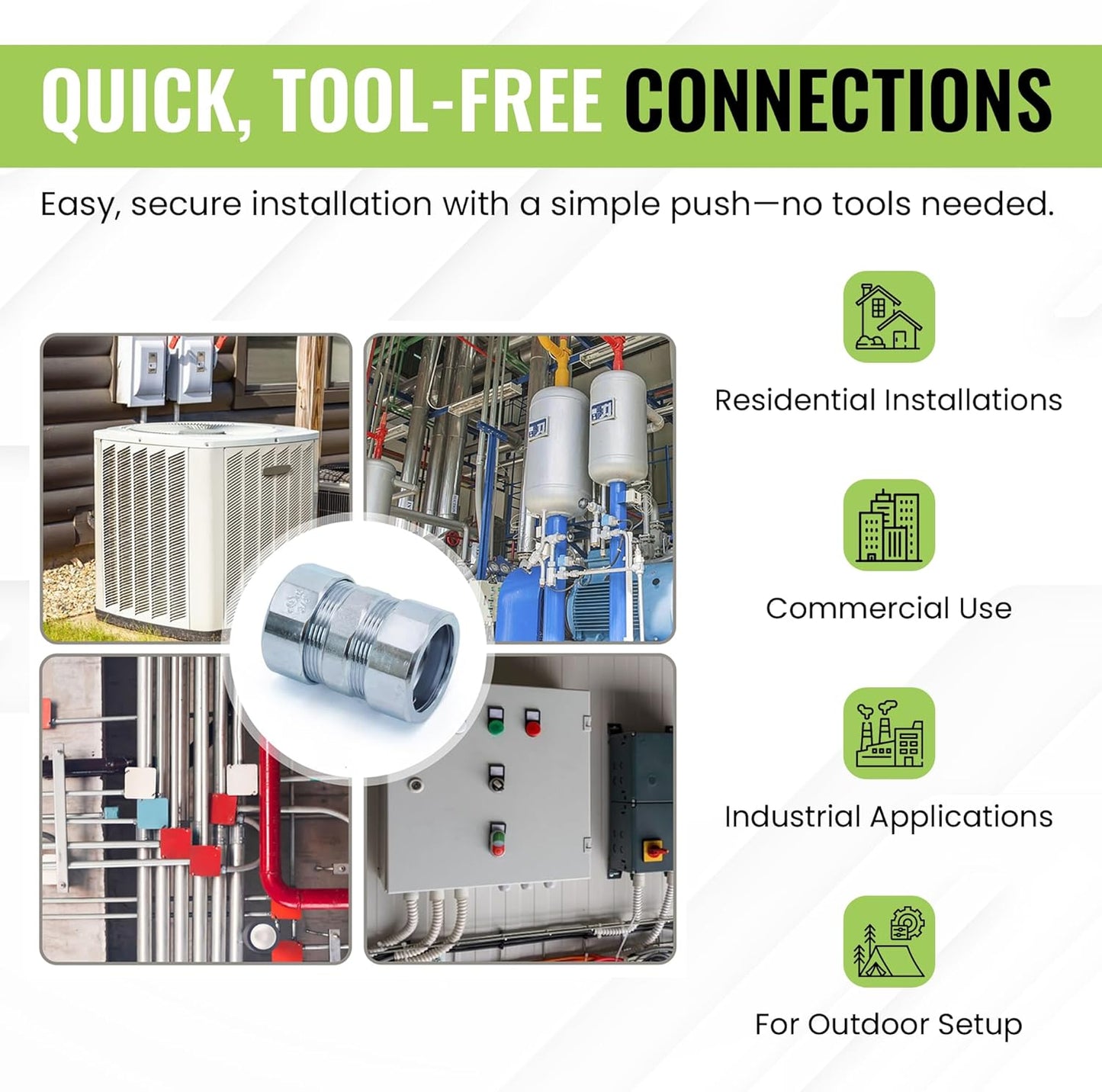 SELECT 5 Pack Lighting Threadless Coupling, 1-1/2 Inch Zinc Plated Steel Coupling, Electrical Conduit Fittings for Indoor and Outdoor Use