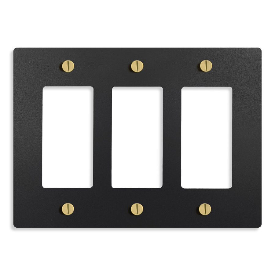 Select Black with Brass, Electrical Receptacle Wall Outlet Faceplate, GFI/Rocker Decorator Light Switch Cover