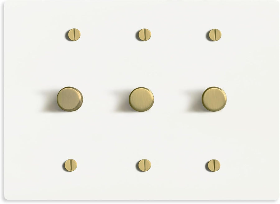 SELECT White Brass Dimmer Light Switch, 1 Way Rotary Dimmer, TRIAC/Leading Edge Dimmable LED Light Switch, 15A 120V AC with Brass Knob, Faceplate & Dimming Module, UL Listed