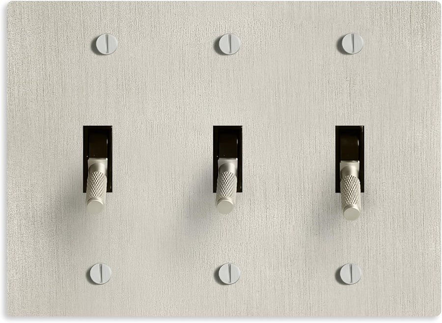 Select Lighting Satin Nickel Plated Toggle Switch, 15A 120V AC Wall Mount, 3-Way Compatible Vintage Style Single Pole with Faceplate & Switch Module