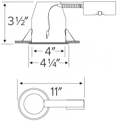 Elco Lighting 4" Shallow Airtight Remodel Housing, GU10, EL492RICA
