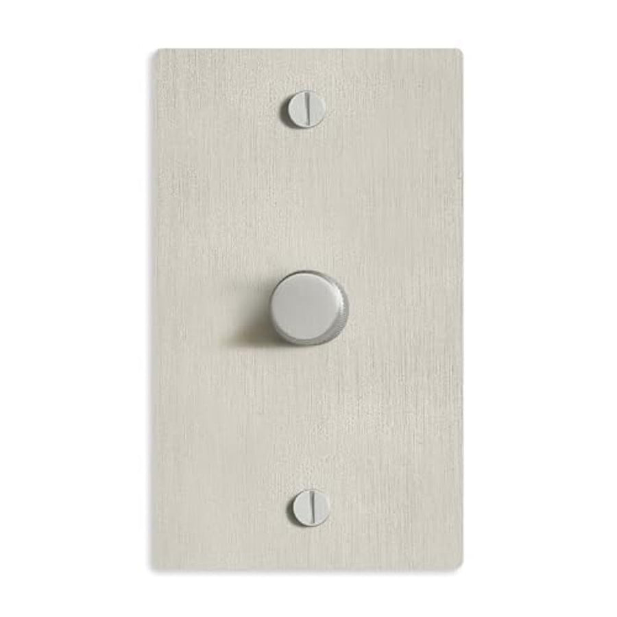 1-Gang Satin Nickel Rotary Dimmer Switch, 15A 120V AC Wall Mount, TRIAC/Leading Edge 1-Way Compatible, Dimmable LED Light Control with Knob, Faceplate & Dimming Module