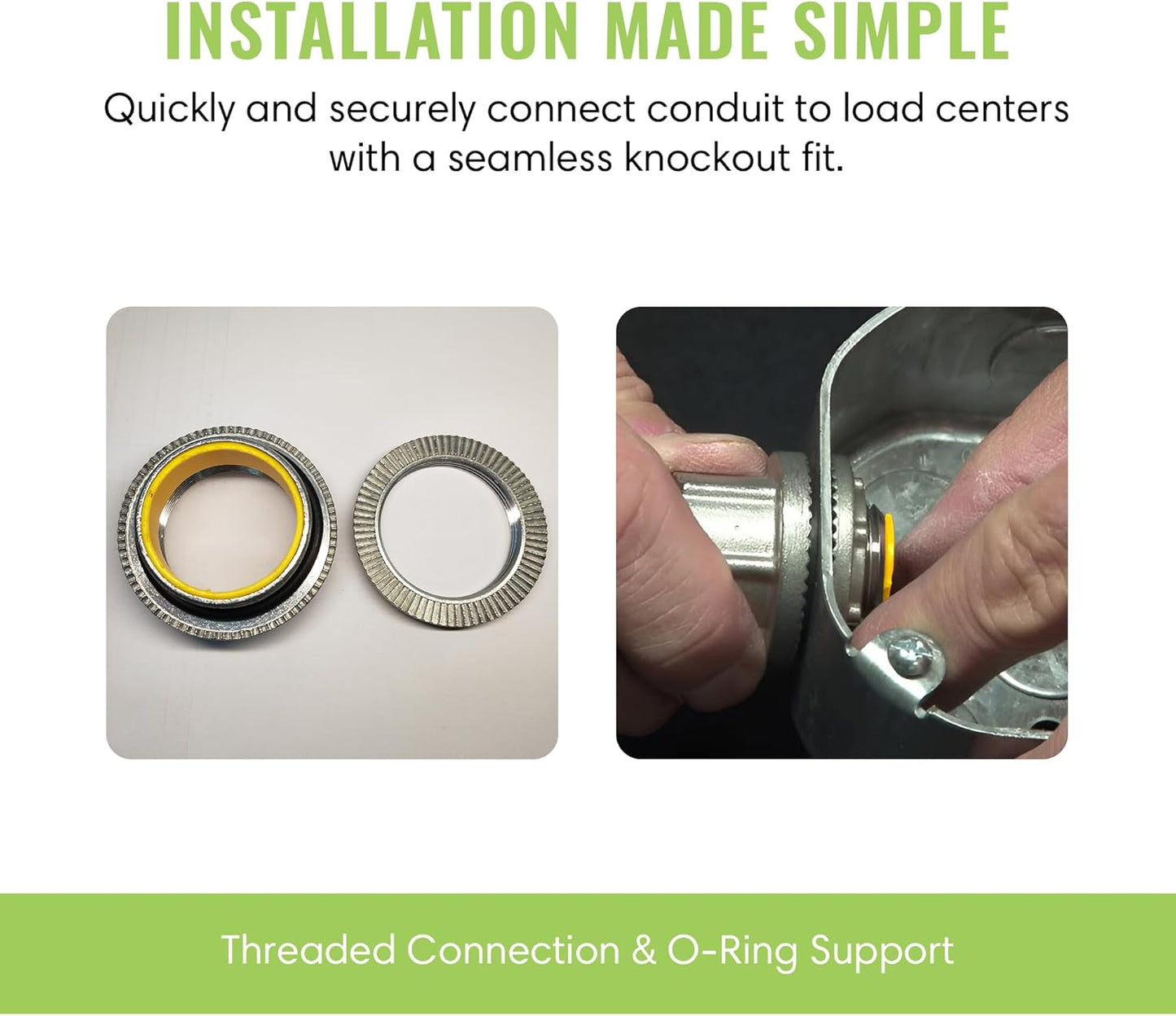 Select 10 Pack Lighting Zinc Die Cast Myers Hub, 3/4 Inch Watertight Conduit Hub with O-Ring and Threaded Connection, Liquid Tight Conduit Connector