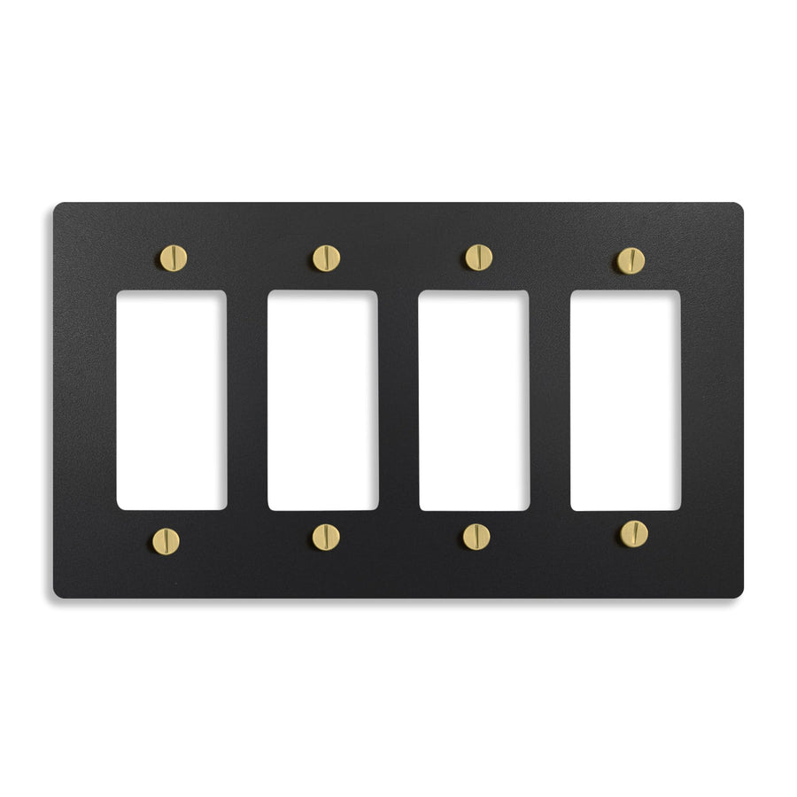 Select Black with Brass, Electrical Receptacle Wall Outlet Faceplate, GFI/Rocker Decorator Light Switch Cover