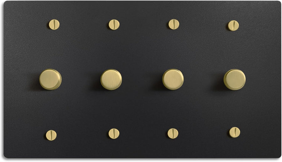 SELECT Black Brass Dimmer Light Switch, 1 Way Rotary Dimmer, TRIAC/Leading Edge Dimmable LED Light Switch, 15A 120V AC with Brass Knob, Faceplate & Dimming Module, UL Listed