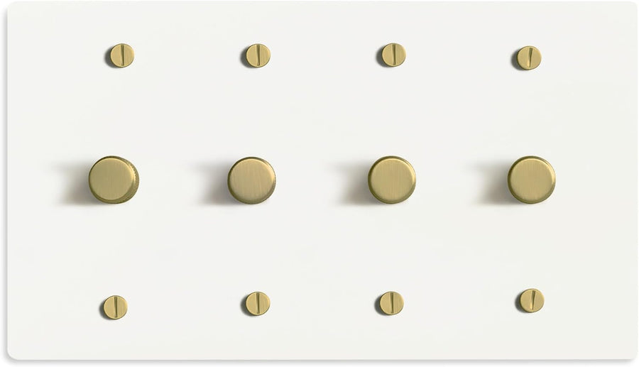 SELECT White Brass Dimmer Light Switch, 1 Way Rotary Dimmer, TRIAC/Leading Edge Dimmable LED Light Switch, 15A 120V AC with Brass Knob, Faceplate & Dimming Module, UL Listed