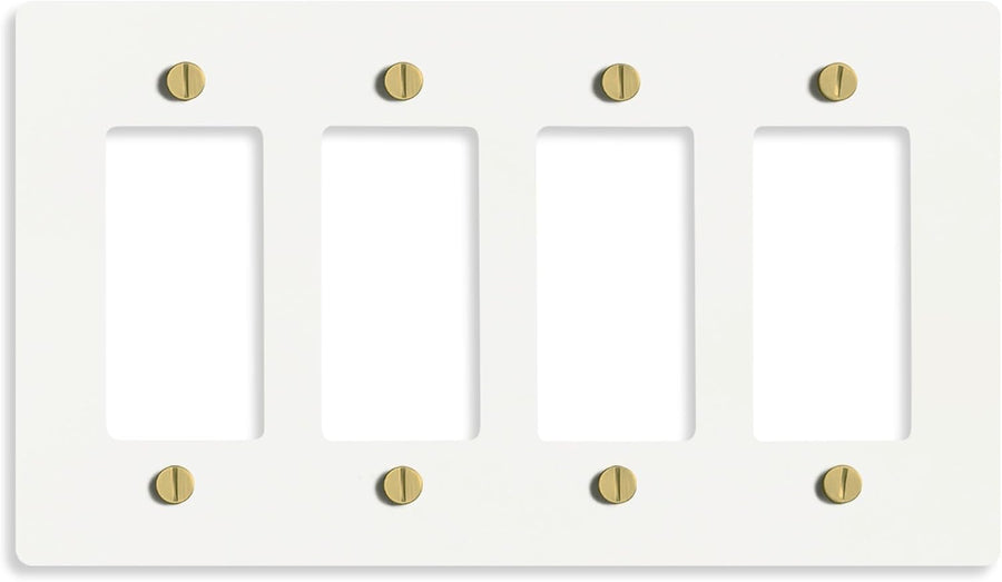 Select lighting White with Brass Wall Plate Cover, Electrical Receptacle Outlet Faceplate, GFI/Rocker Decorator Light Switch Cover