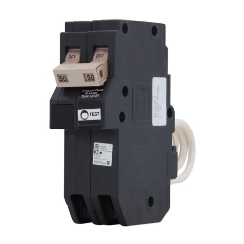 Eaton CH 2-Pole GFCI Breaker, 60A, Pigtail, 10kAIC, Class-A GFCI, 5 mA Personnel Protection, CHFN260GF
