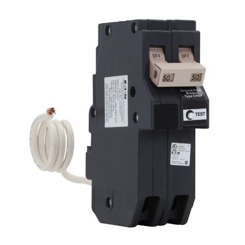 Eaton CH 2-Pole GFCI Breaker, 60A, Pigtail, 10kAIC, Class-A GFCI, 5 mA Personnel Protection, CHFN260GF