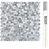 Select 5 Pack Hexagon Peel and Stick Backsplash Tiles, Self Adhesive Metal Backsplash Stick On Aluminum Tiles for Kitchen Bathroom, 12” x 12” Wall Tiles w/10 Edge Pieces, Brushed Nickel