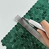 Select 5 Pack Hexagon Peel and Stick Backsplash Tiles, Self Adhesive Metal Backsplash Stick On Aluminum Tiles for Kitchen Bathroom, 12” x 12” Wall Tiles w/10 Edge Pieces, Hunter Green