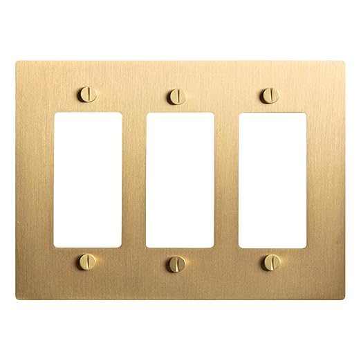 Satin Brass Wall Plate, Electrical Receptacle Wall Outlet Faceplate, GFI/Rocker Decorator Light Switch Cover