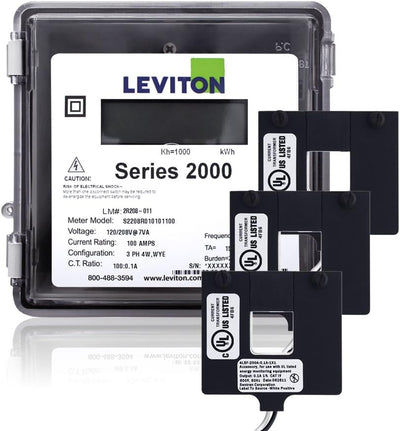Leviton Series 2000 120/208V 3P4W 1200A Outdoor kWh Meter Kit with 3 Split Core CTs, 2O208-12W