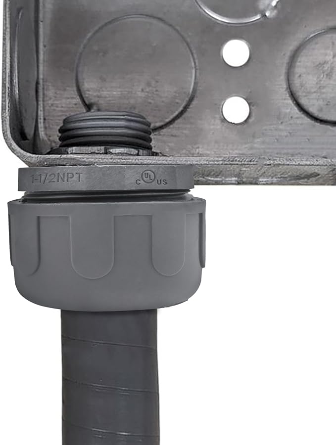 SELECT 100 Pack Lighting PVC Liquid Tight Connector, 3/4“ 180-Degree Flexible Conduit Connectors, Non-Metallic Conduit Fittings, Safe and Rust Resistant