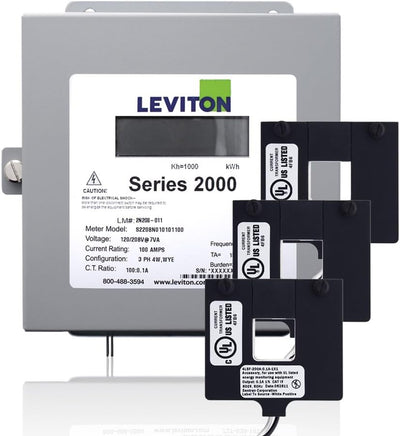 Leviton Series 2000 480V 3P4W 100A Demand Indoor Kit with 3 Split Core CTs, 2K480-1D