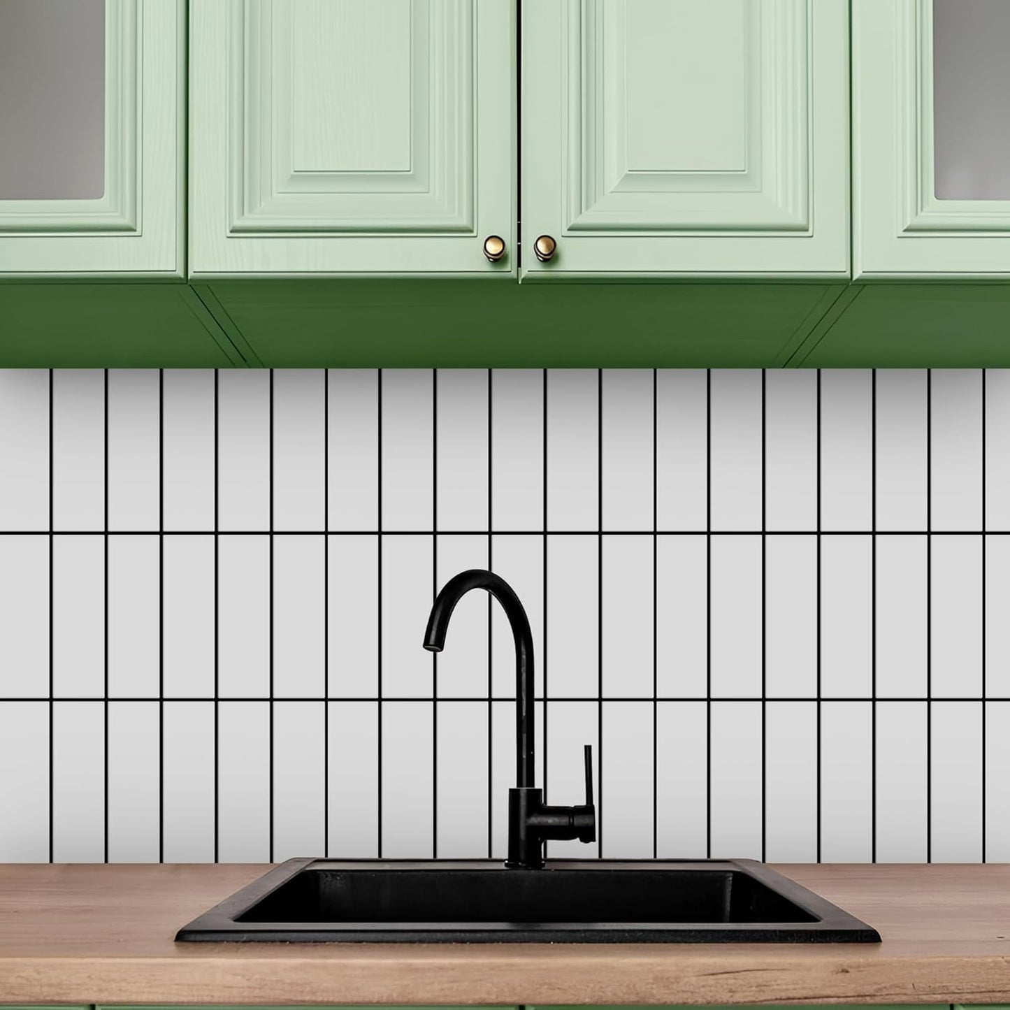 Select 5 Pack Peel and Stick Backsplash Tiles, 3D Wall Panels with Commercial-Grade Adhesive, Extra Thick Water & Heat-Resistant Stick-On Tile Backsplash,12" x12”(White with Black Grout)